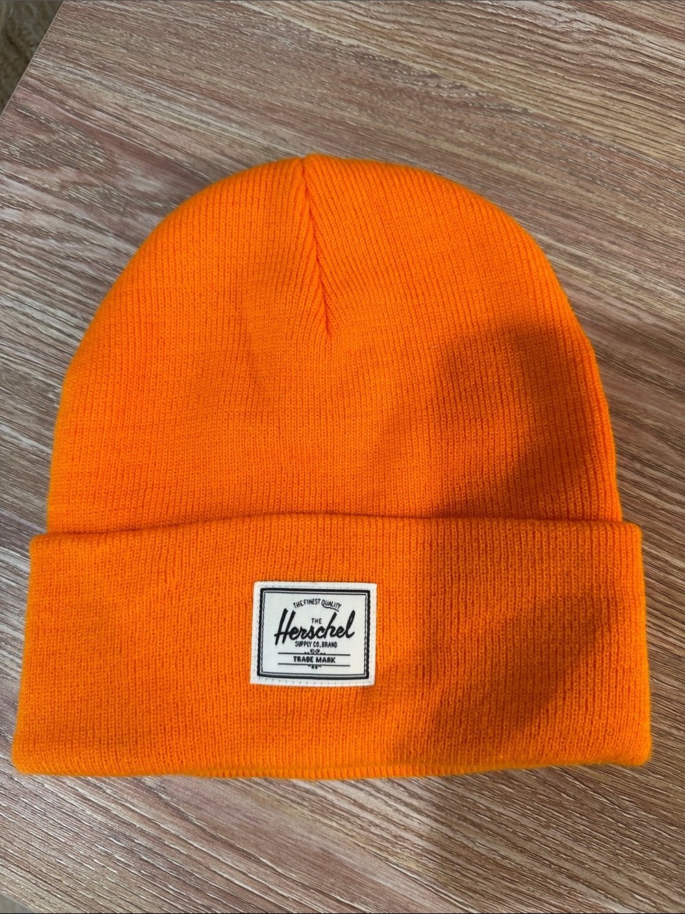 Herschel Supply Company Bright Orange Folded Cuff Beanie with Logo